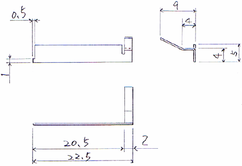 端子ピン板バネ ばね用ベリリウム銅板 C1720P t0.4の概略図面