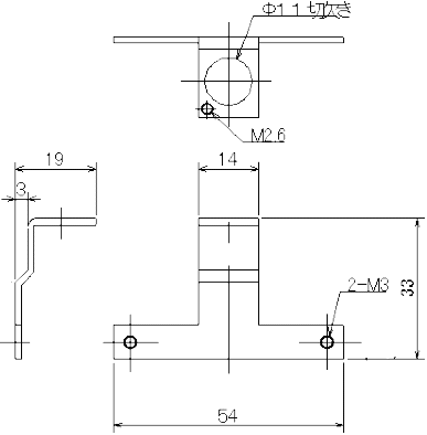 真鍮製光源受け試作（真鍮板 C2801P t1.5）の概略図面