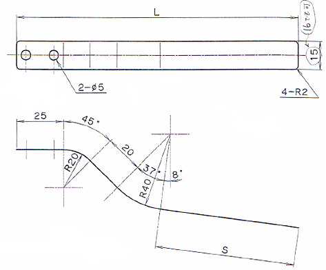 バネ板固定金具（バンドアーム） 焼入れリボン鋼帯（SK焼入鋼帯） QSK-5 t0.5の概略図面