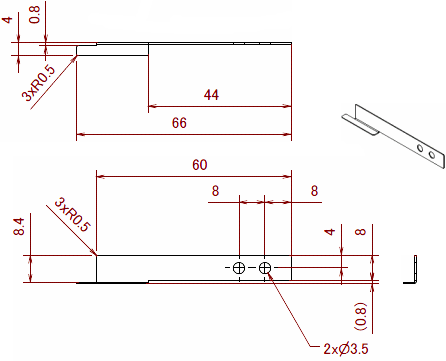 ベイナイト鋼板バネ治具（R治具） ベーナイト鋼帯 t0.4の概略図面