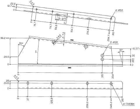 SECCボンデ鋼板 t2.3 （表面処理なし）NCTタレパン加工品（タレットパンチプレス加工品）アダプター・ラックマウント 製作図面